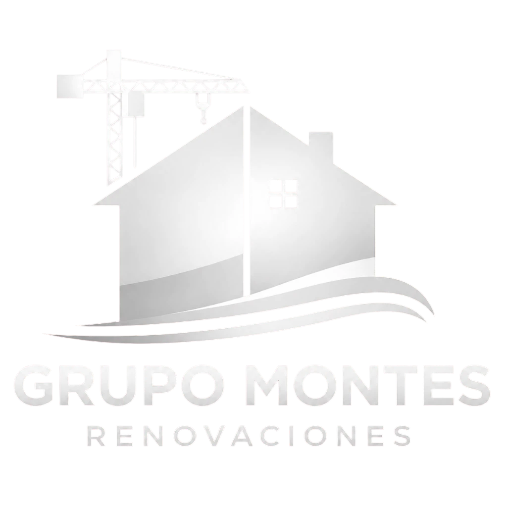 Logotipo de Grupo Montes Renovaciones en blanco